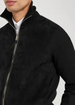 Suede and wool-blend jacket