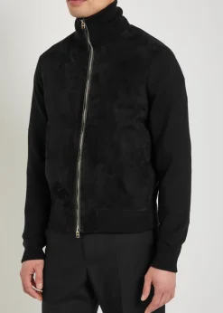 Suede and wool-blend jacket