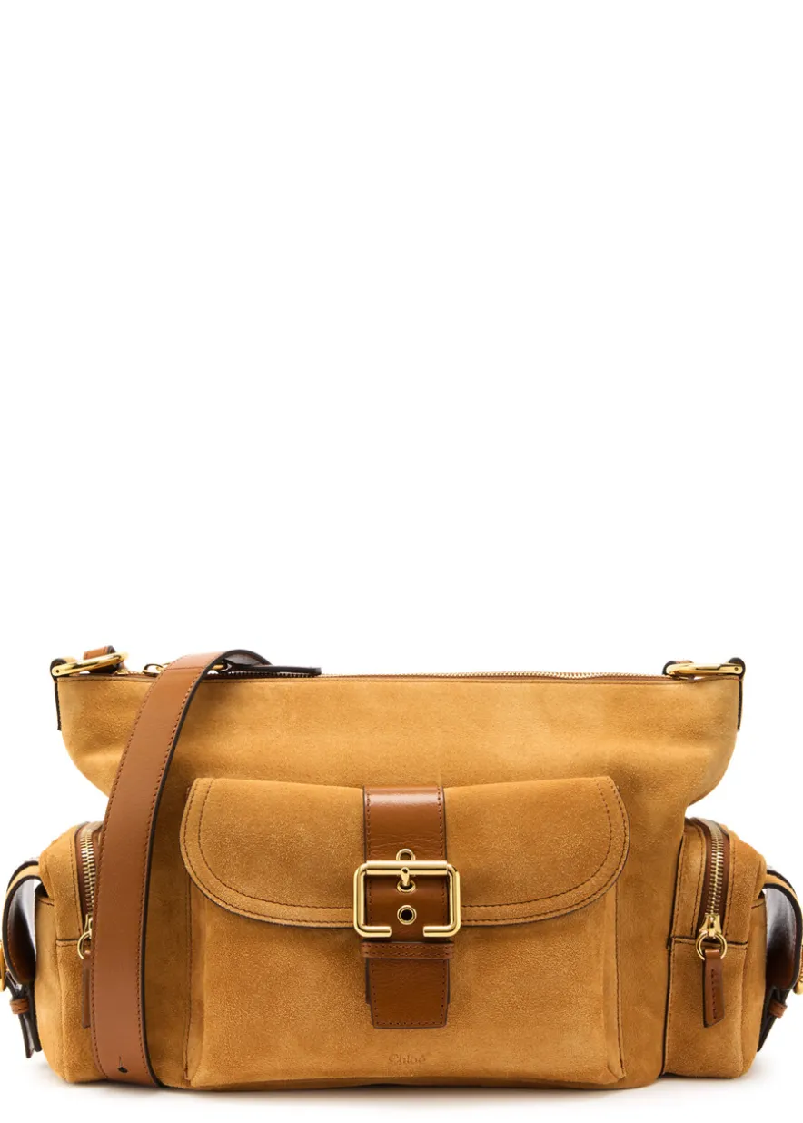Suede camera bag