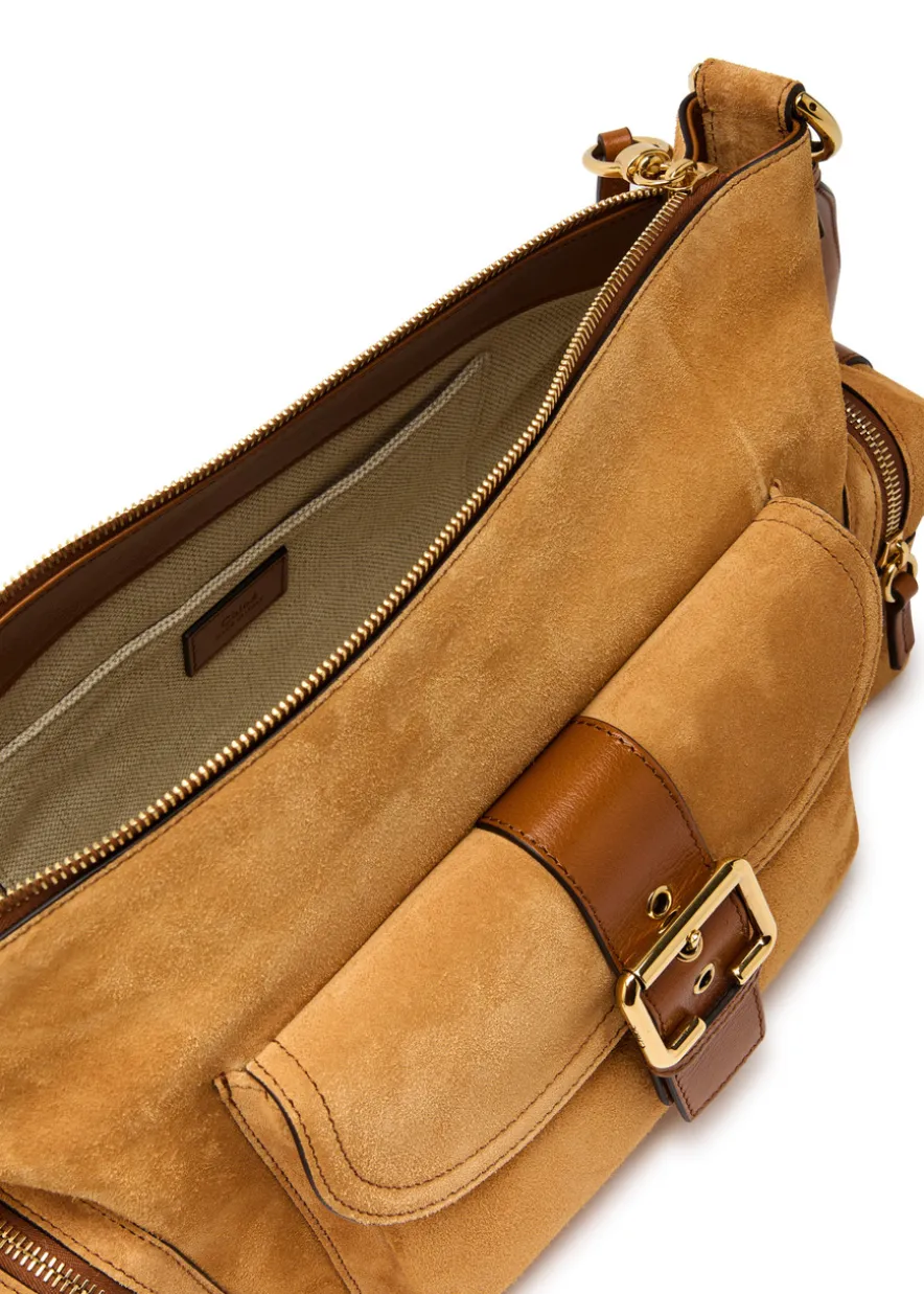 Suede camera bag