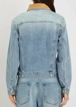 Suede collar denim jacket
