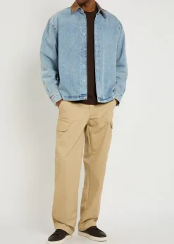 Suede Collar Denim Overshirt