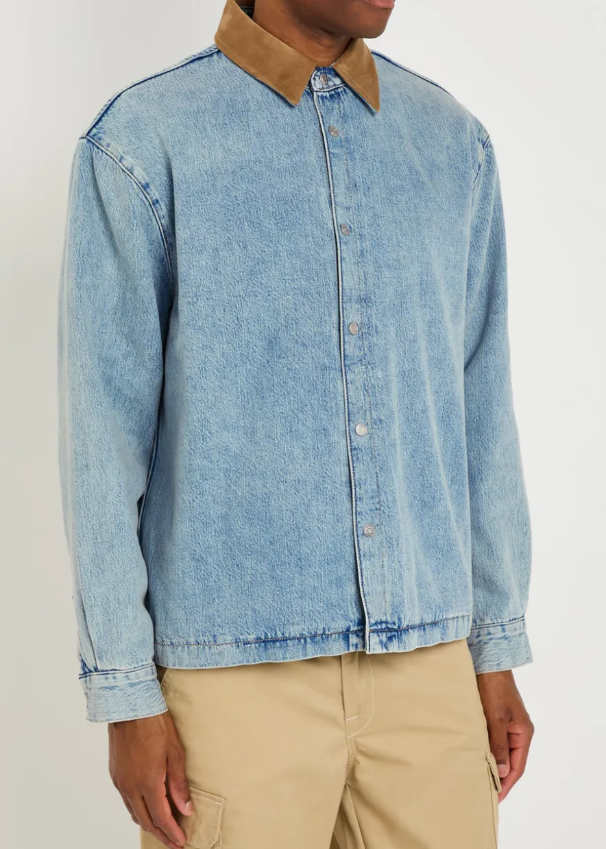 Suede Collar Denim Overshirt