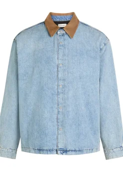 Suede Collar Denim Overshirt