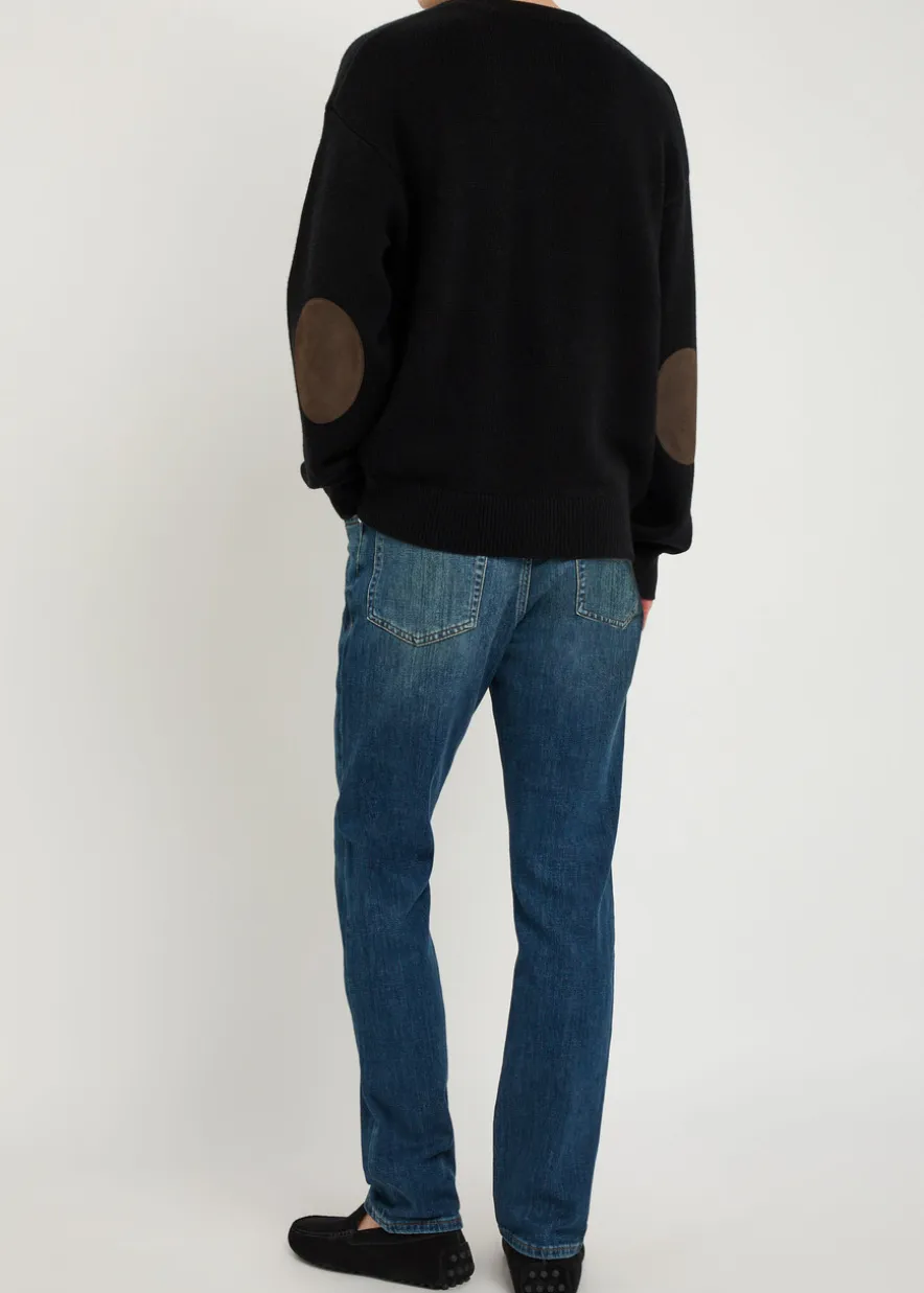 Suede patch wool-blend jumper