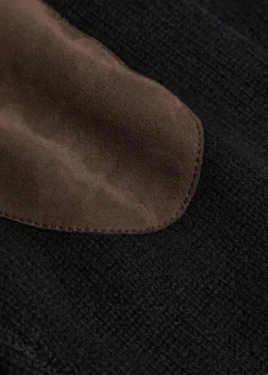 Suede patch wool-blend jumper