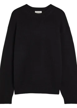 Suede patch wool-blend jumper