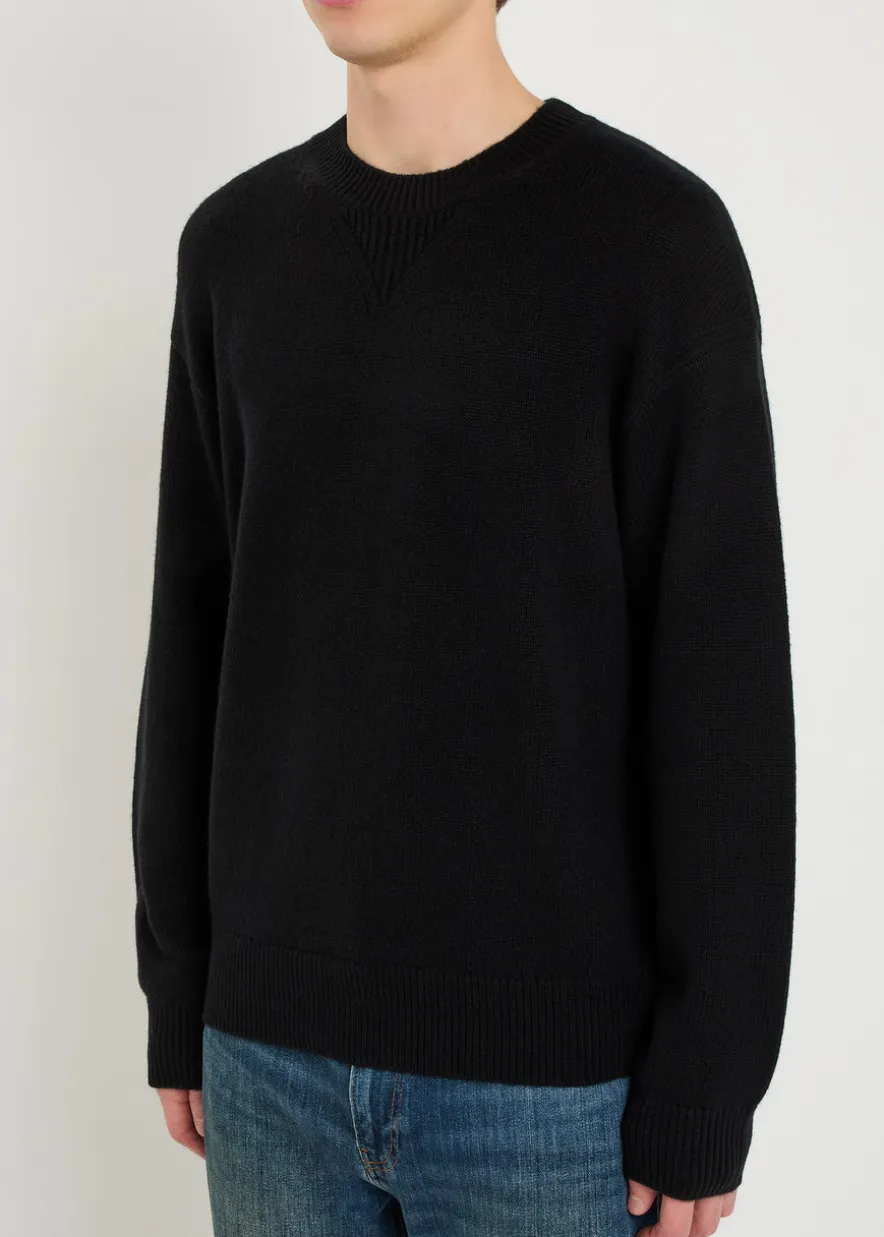 Suede patch wool-blend jumper