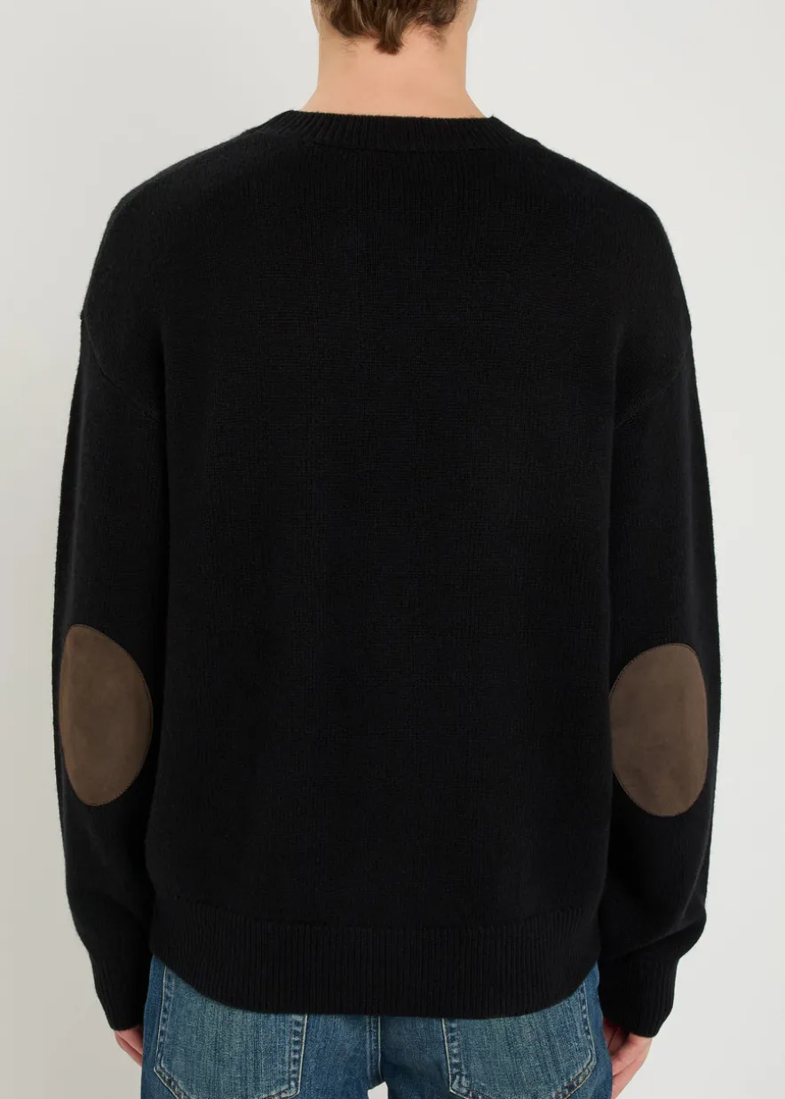 Suede patch wool-blend jumper