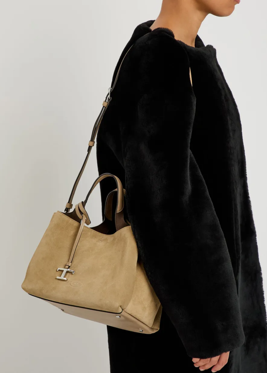 Suede top handle bag