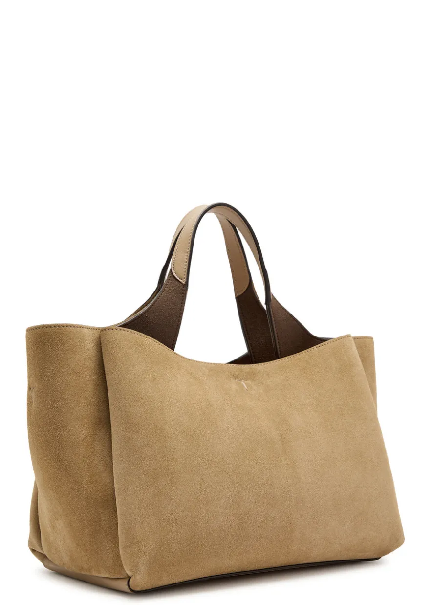 Suede top handle bag