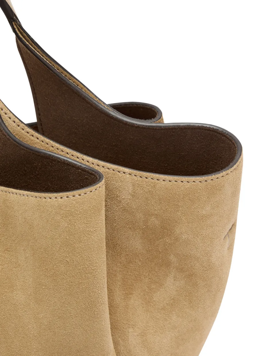 Suede top handle bag