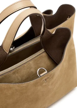 Suede top handle bag