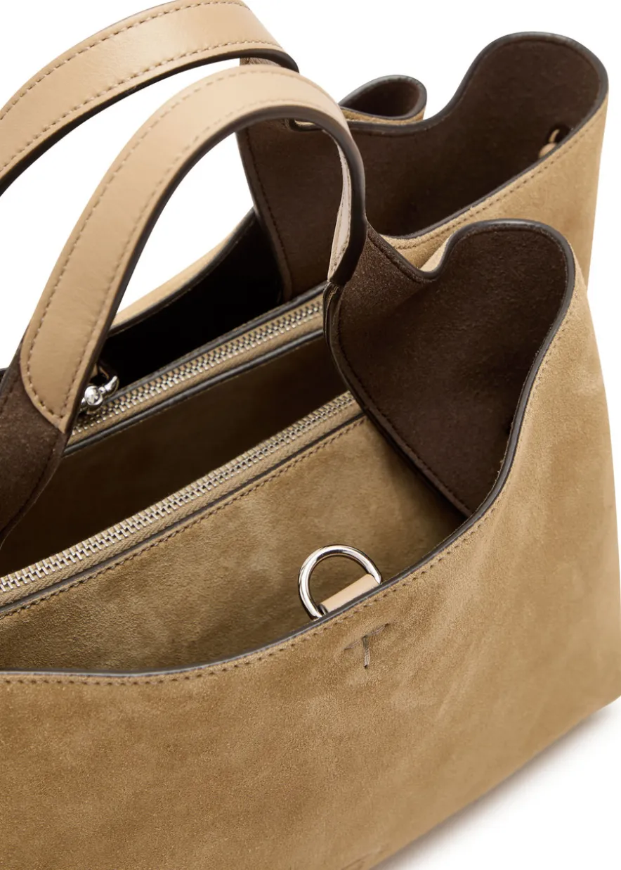 Suede top handle bag