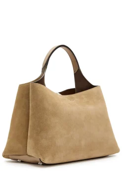 Suede top handle bag