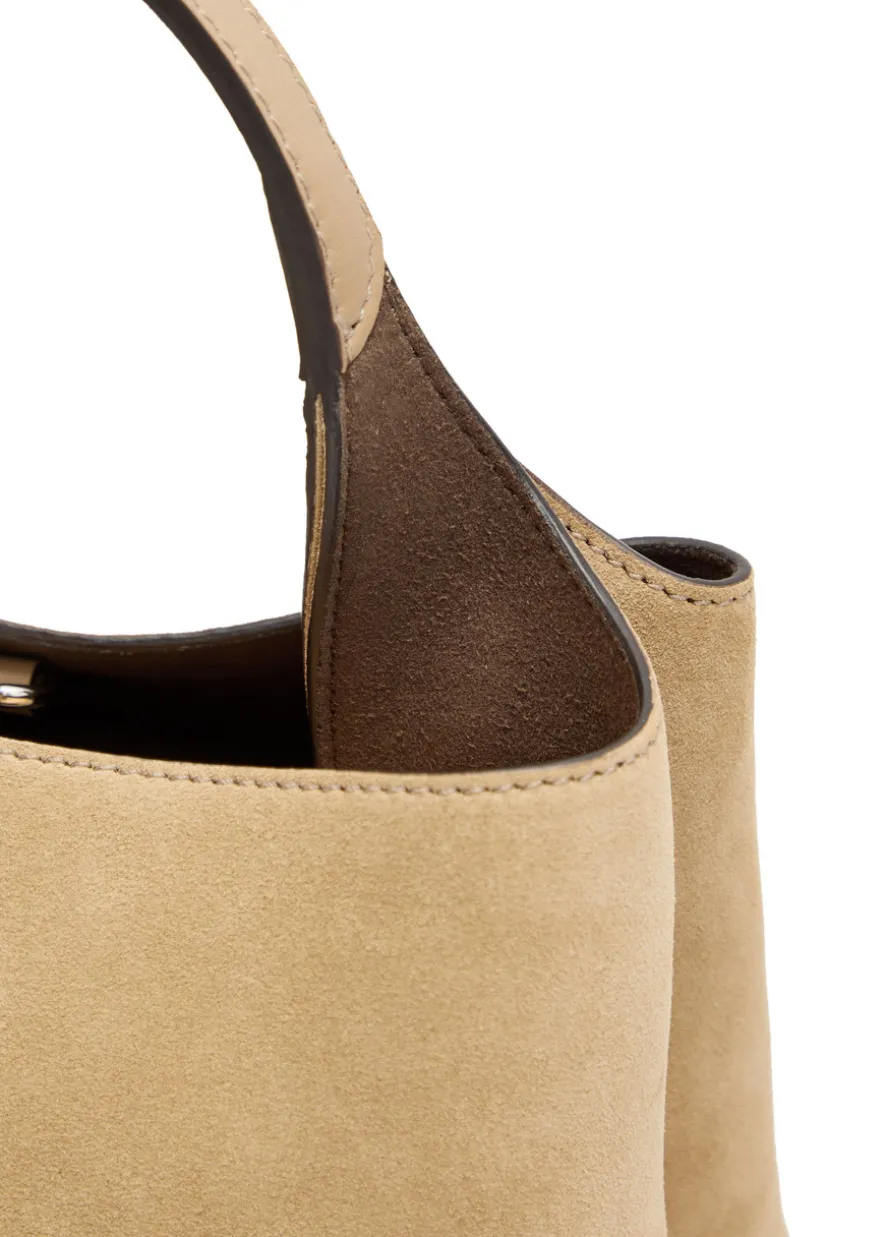 Suede top handle bag