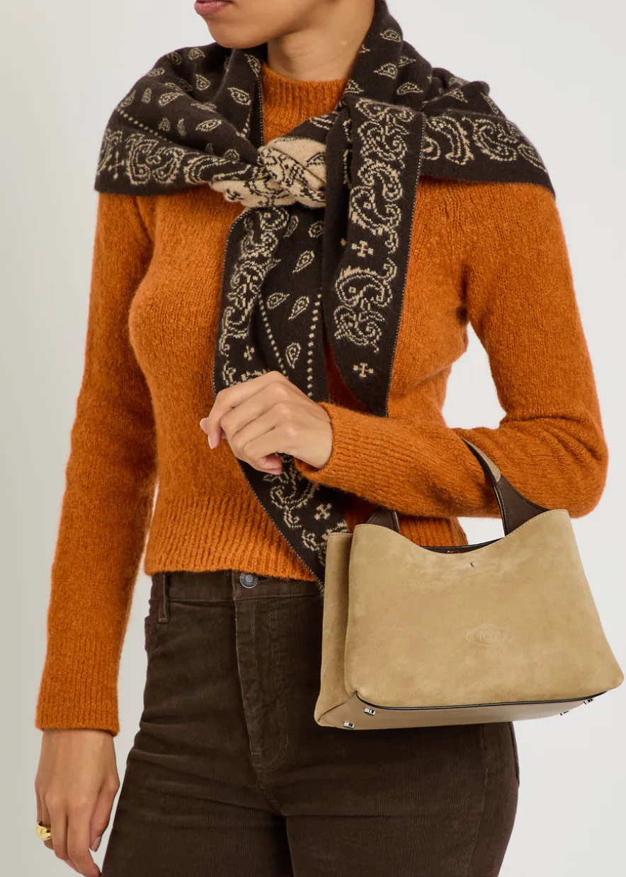 Suede top handle bag