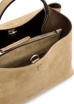 Suede top handle bag