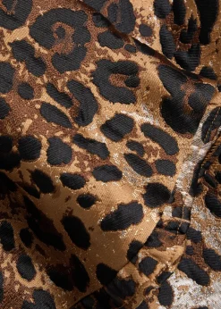 Suite leopard-jacquard woven crop top
