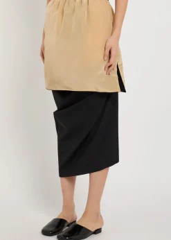 Sully layered wool and silk-blend midi skirt