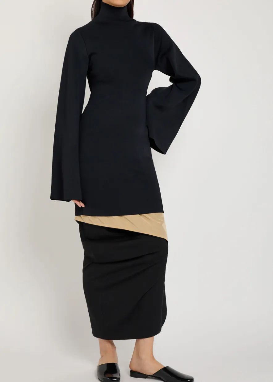 Sully layered wool and silk-blend midi skirt