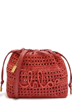 Summer Banana leather and raffia cross-body pouch