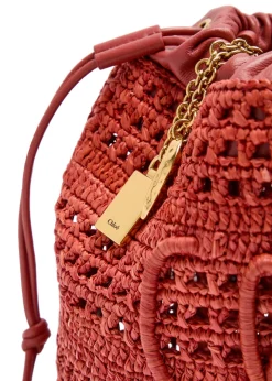 Summer Banana leather and raffia cross-body pouch