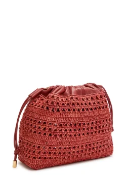 Summer Banana leather and raffia cross-body pouch