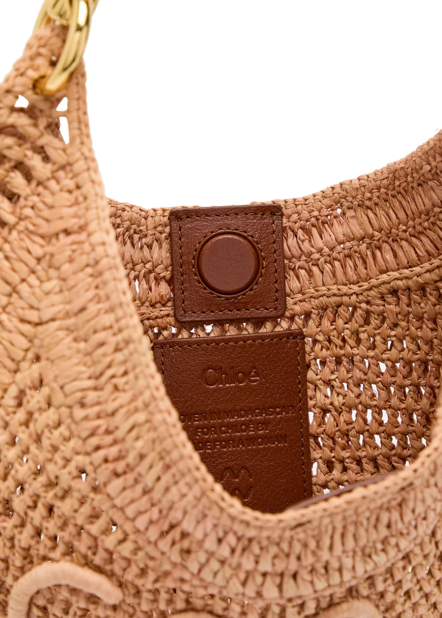 Summer Banana logo raffia shoulder bag