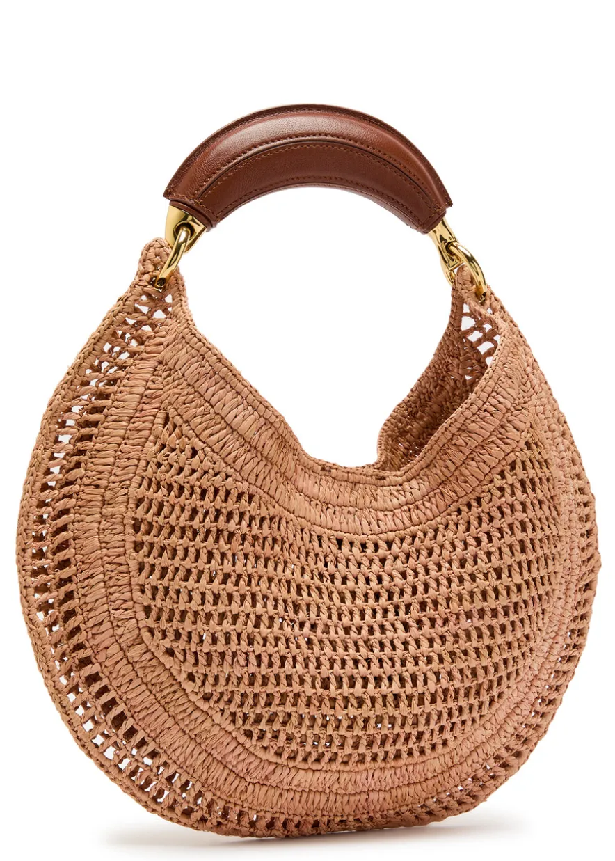 Summer Banana logo raffia shoulder bag