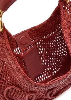 Summer Banana logo raffia shoulder bag
