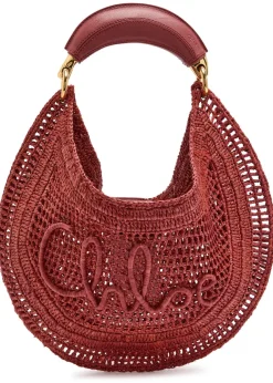 Summer Banana logo raffia shoulder bag