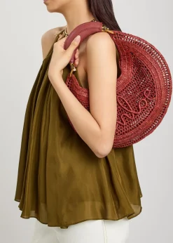 Summer Banana logo raffia shoulder bag