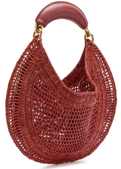 Summer Banana logo raffia shoulder bag