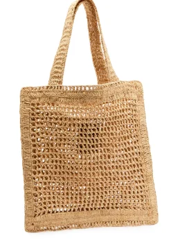 Summer Banana logo raffia tote