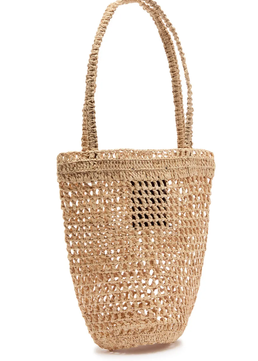 Summer Banana logo raffia tote