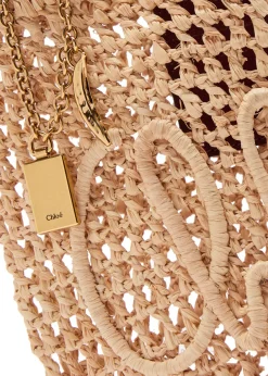 Summer Banana logo raffia tote