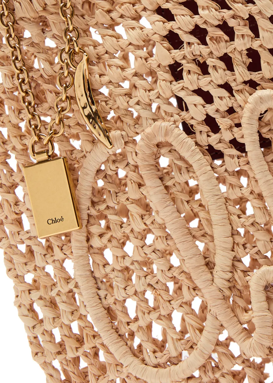 Summer Banana logo raffia tote