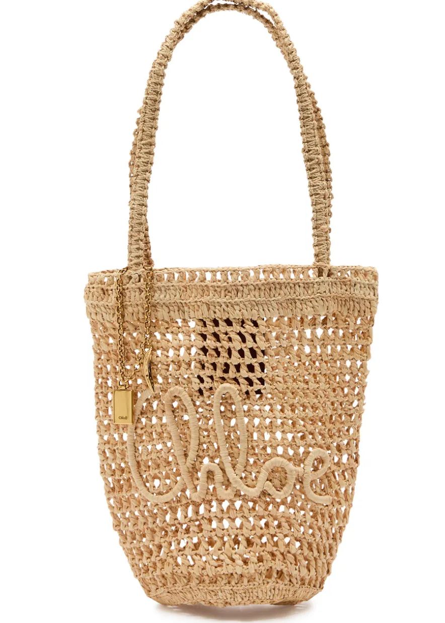 Summer Banana logo raffia tote