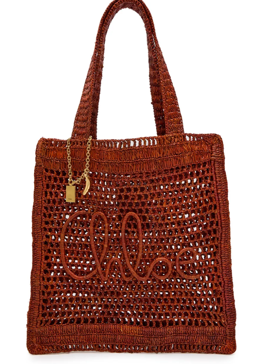 Summer Banana logo raffia tote
