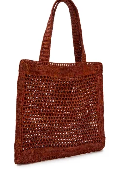 Summer Banana logo raffia tote