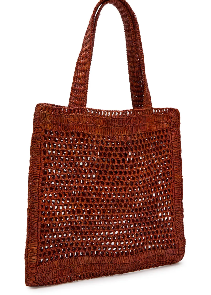 Summer Banana logo raffia tote