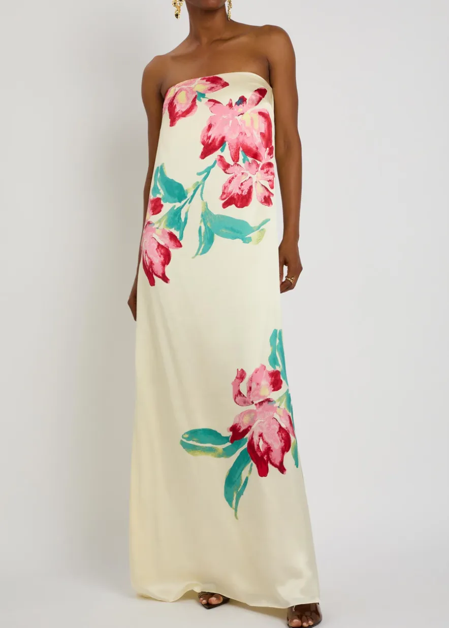 Sunblush Bloom floral-print silk maxi dress