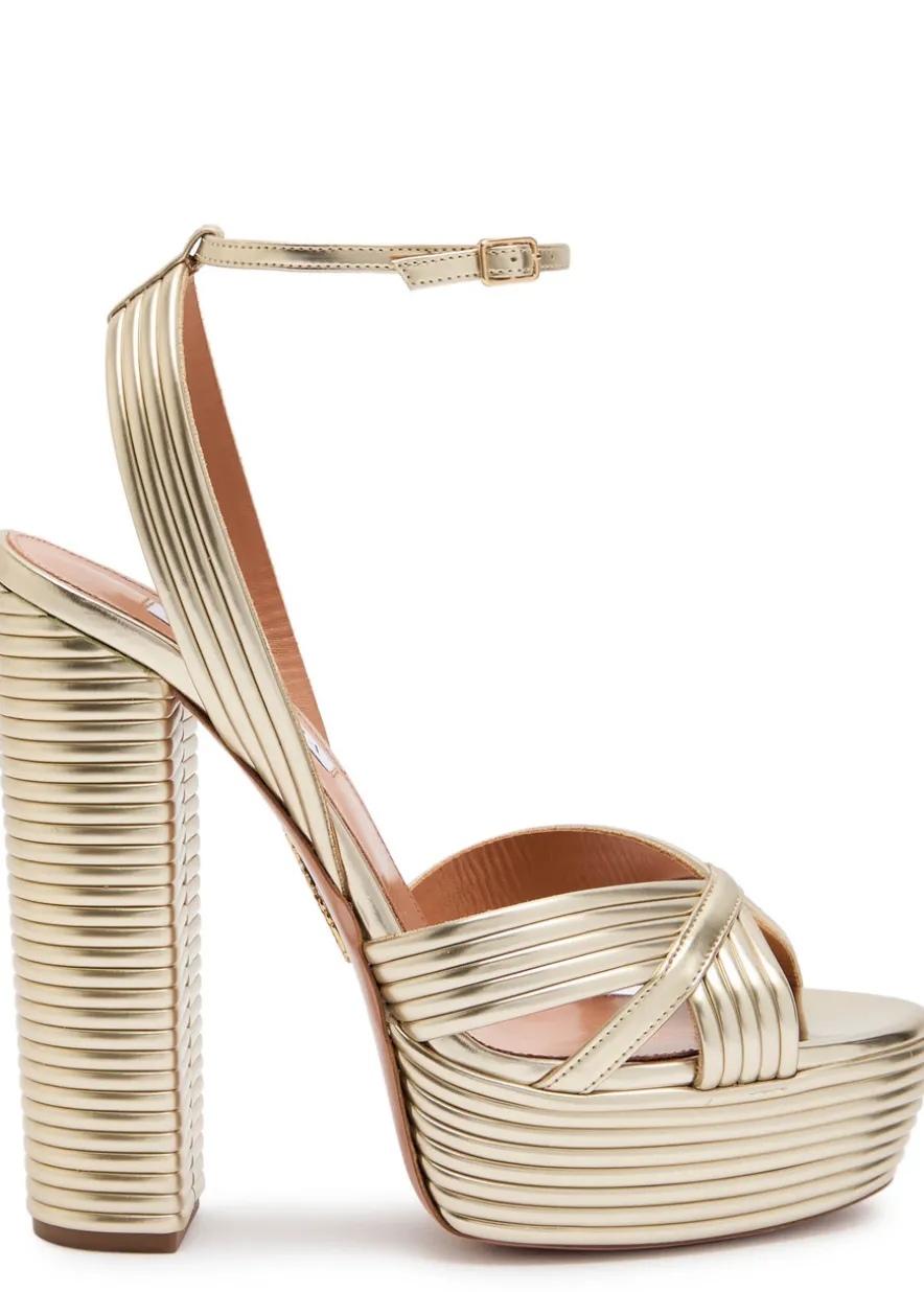 Sundance 140 metallic leather platform sandals