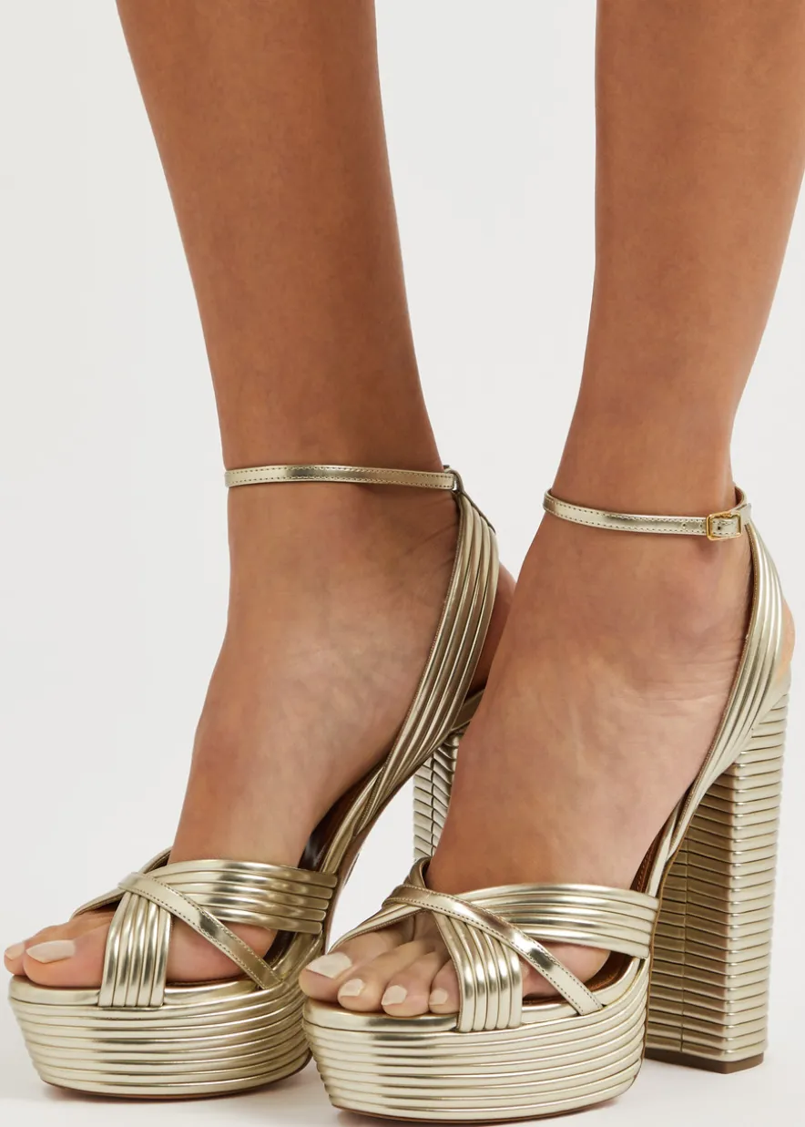 Sundance 140 metallic leather platform sandals