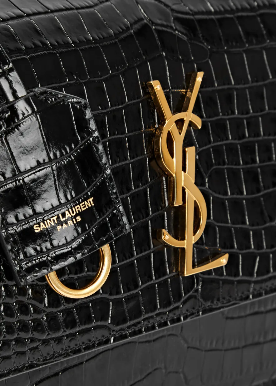 Sunset crocodile-effect shoulder bag
