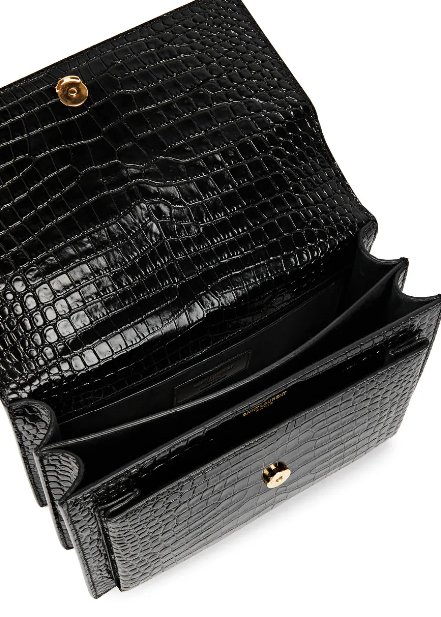 Sunset crocodile-effect shoulder bag