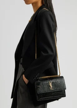 Sunset crocodile-effect shoulder bag