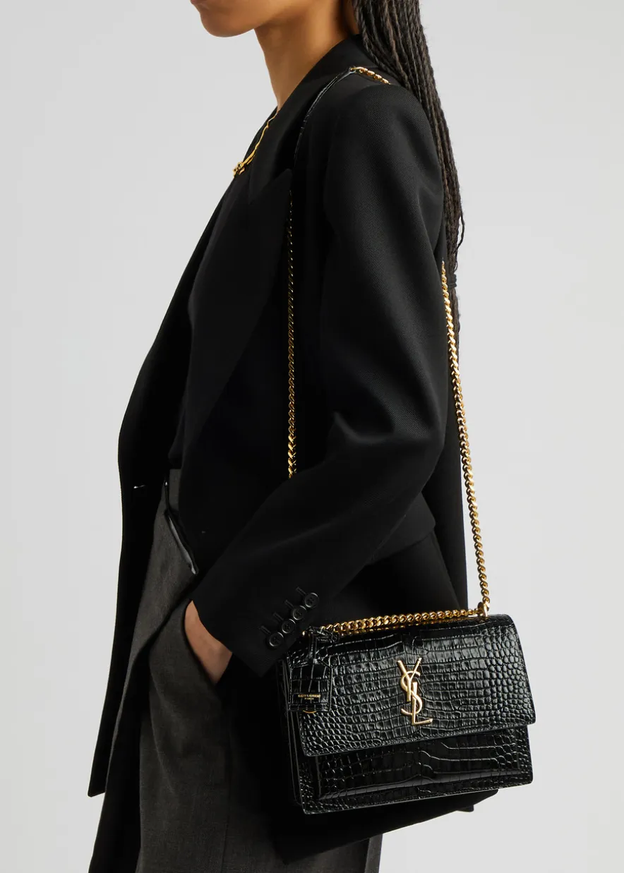 Sunset crocodile-effect shoulder bag
