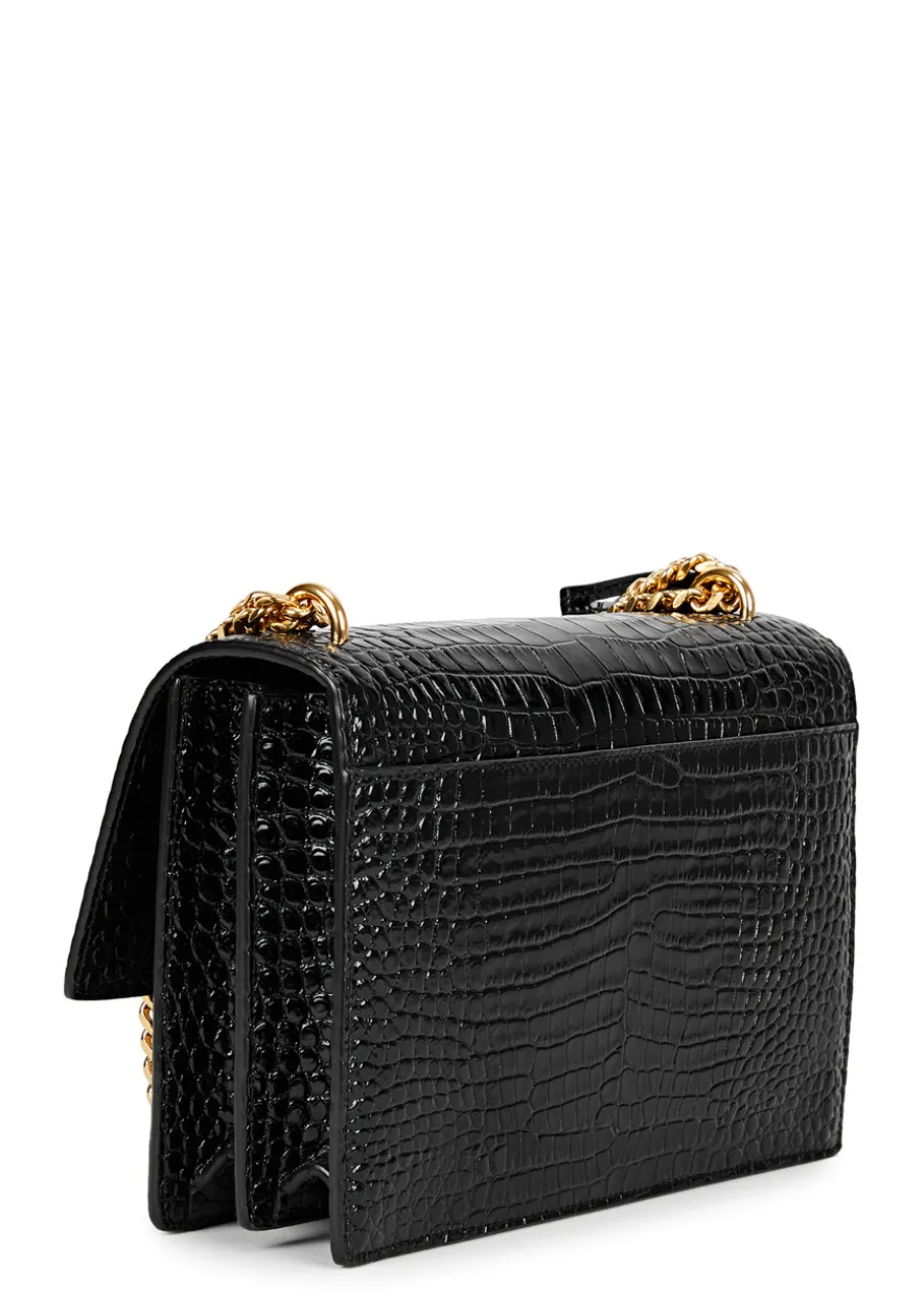 Sunset crocodile-effect shoulder bag